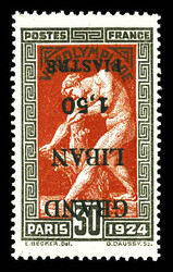 N°20a, 1.50pi qur 30c: surcharge renversée. SUP. R. (certificat) ...