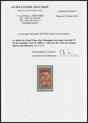 N°20a, 1.50pi qur 30c: surcharge renversée. SUP. R. (certificat) ...