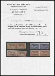 N°1a/4b, surcharge 'A' de liban en gras tenant à normaux en 4 ...