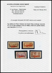 N°13a/16a, Série complète surcharge renversée. Les 4 valeurs TTB ...