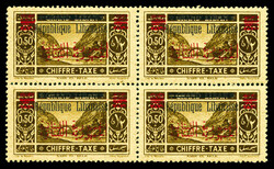 N°21a, 0 pi 50: Double surcharge arabe en bloc de 4. TTB Qualité: ...