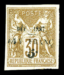 N°7, 5c sur 30c de 1877. SUP. R. (signé Brun/certificat) Qualité: ...