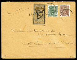 N°6A, T.A.G, 75c noir sur gris (grandes marges) sur lettre de ...