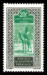 N°27a, 25c noir et vert, variété sans surcharge, SUP (certificat) ...