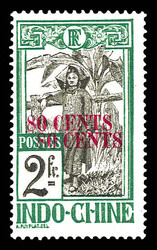 N°87a, 80c sur 2f vert: Double surcharge. SUP (signé ...