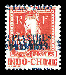 N°30b, 2 pi sur 5c rouge: Quintuple surcharge. SUP (certificat) ...