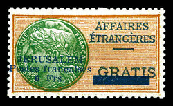 N°1, 6f orange et vert, très bon centrage pour ce timbre, SUP. R. ...