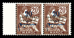 N°43d, 20c sur 20c brun-lilas: Lettre 'S' renversée tenant à ...
