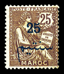 N°45c, 25c sur 25c violet brun: Sans surcharge PROTECTORAT. TB ...