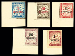 N°1/5, Série complète TIRAGE SUR BRISTOL, les 5 valeurs coin de ...