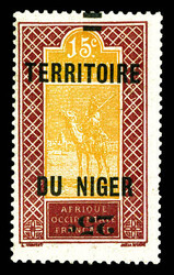 N°18a, 25c sur 15c lilas-brun et jaune orange: surcharge 25c ...