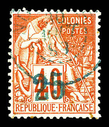 N°6, 25 sur 40 rouge-orange 1er tirage, très bon centrage, SUP ...