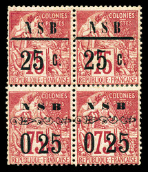 N°11 et 14, type I et II se tenant: 2 paires verticales formant un ...