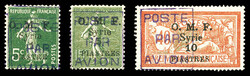 N°1/3, Série de 1920, les 3 valeurs TTB (signé Calves/certificat) ...