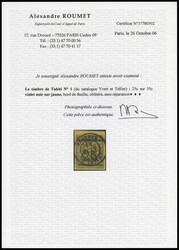 N°1, 25c sur 35c violet-noir s jaune obl PAPETTE du 14/6/1882, ...