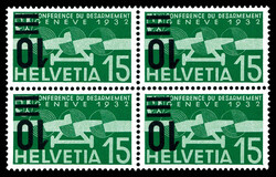 N°20a, 10 sur 15c vert et vert-clair, surcharge renversée en bloc ...