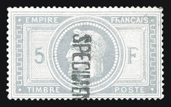 N°33h, 5F violet-gris surchargé 'SPECIMEN' verticalement, R.R.R et ...