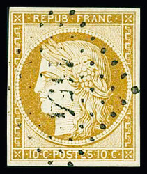 N°1 10c bistre-jaune, obl. PC 1154 de Durtal, Maine-et-Loire (47), ...