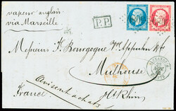 N°14 + 17 obl GC 3080 + T15 "Alexandrie Egypte" (28 nov 62) + "PP" ...