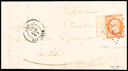 PIQUAGE D'ALGER sur n°16 40c orange Empire non dentelé avec bord de ...
