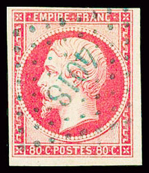 N°17A80c rose, obl PC 4018 Varna en bleu, TB