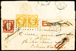 N°18 1f carmin et paire du n°13 10c oblitérés gros points sur ...