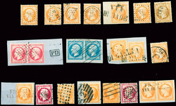 Empire Dentelé, N°21/24, 14 ex. et 4 paires, très bel ensemble de ...