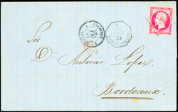 N°24 80c rose, obl. ANCRE s. LAC, càd Octog. BUENOS AYRES 12/9/67 ...