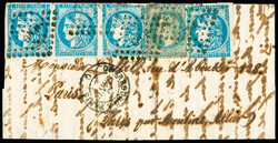 N°29 20c Empire Lauré, timbre ayant déjà servi + n°45, 4 pièces ...