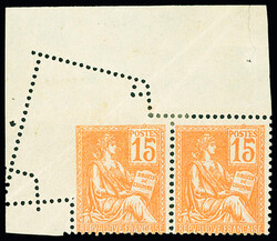 N°117 Mouchon, 15c orange, très jolie variété de PIQUAGE dans une ...