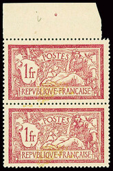 N°121b 1f Merson papier GC, variété centre déplacé à cheval en ...