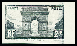N°258 2f Arc de Triomphe, essai en noir, très bien margé et bdf, ...