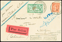N°199 + 207 obl grand CAD "Poste aérienne France Indochine" (18.2 ...