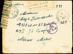 Lettre en franchise avec CàD "Poste aux armées 3" (24.9.45) et ...