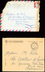 N°1263 obl. Paris Clignancourt (20.6.1962) sur env. brûlée pour ...