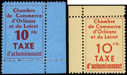 N°2/3 Orléans 10f bleu et 10f jaune, cdf, neuf **, TB