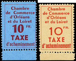 N°2/3 Orléans 10f bleu et 10f jaune, bdf, neuf **, TB