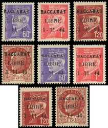 BACCARAT N°1, 2, 5, 6, les 4 valeurs T I et T II, neuf *, dont **, TB