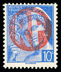 CHOLET N°1 10c. outremer, surcharge rouge, NON EMIS, neuf **, TB