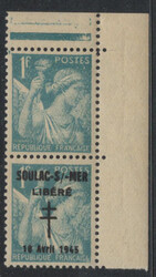 SOULAC-SUR-MER N°1 surchargé tenant à non surchargé, neufs **, TB ...