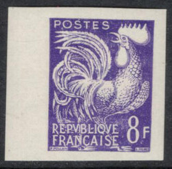 N°109 8f violet, variété non dentelé sans surcharge, neuf **, TB. ...