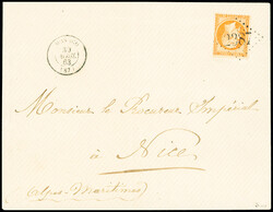 France N°23 40c orange obl. GC 2387 sur enveloppe avec càd T15 ...