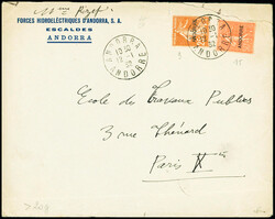 N°9 + 15 obl CAD "Andorra Andorre" (1932) sur lettre non ...
