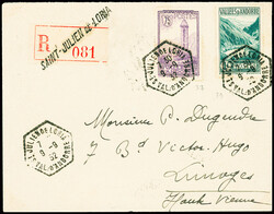 N°37 + 39 obl hex "St Julien de Loria val d'Andorre" (1932) sur ...