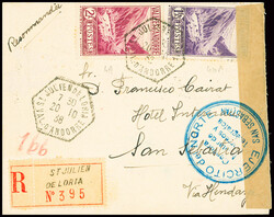 N°40A + 41 obl hex "St Julien de Loria val d'Andorre" (1938) sur ...