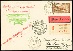 N°43 obl Andorre la Vieille (1933) sur carte pour Barcelone avec ...