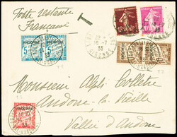 France n°189 + 190 obl Libourne gare Gironde (1935) sur lettre en ...