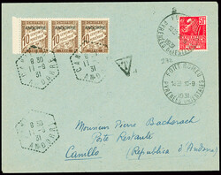 France n°272 50c rouge femme Fachi obl horoplan "Font Romeu ...