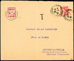 France n°283 obl Lille (1933) sur lettre avec Andorre timbre-taxe ...