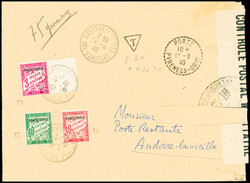 Lettre censurée non AFF avec CAD pointillé "Porte Pyrénées Orles" ...